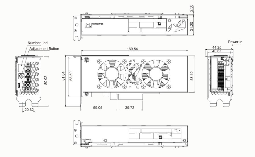 PCIe FPGA Accelerator Card with Arria 10 1150GX Drawing